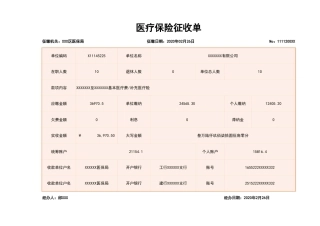 213实用医保机构医疗保险征收单