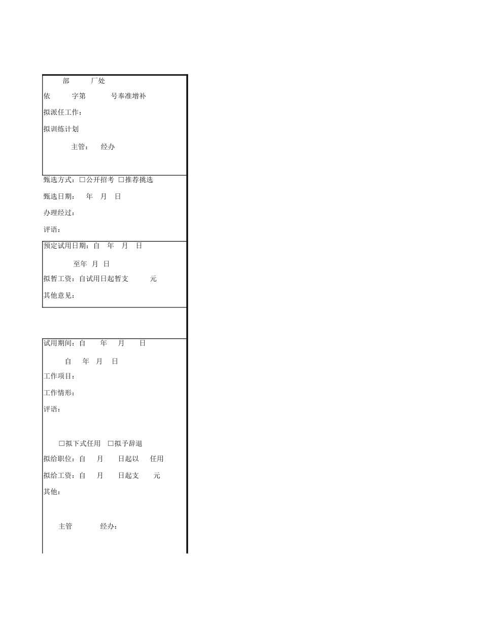 233人事行政新员工试用申请及核定表_第3页