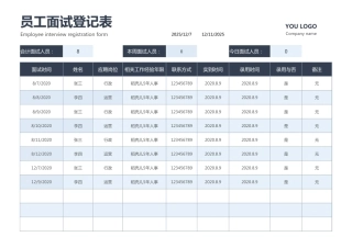 304公司招聘面试登记表