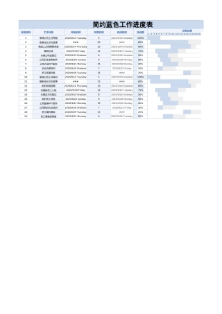 308简约蓝色工作进度表