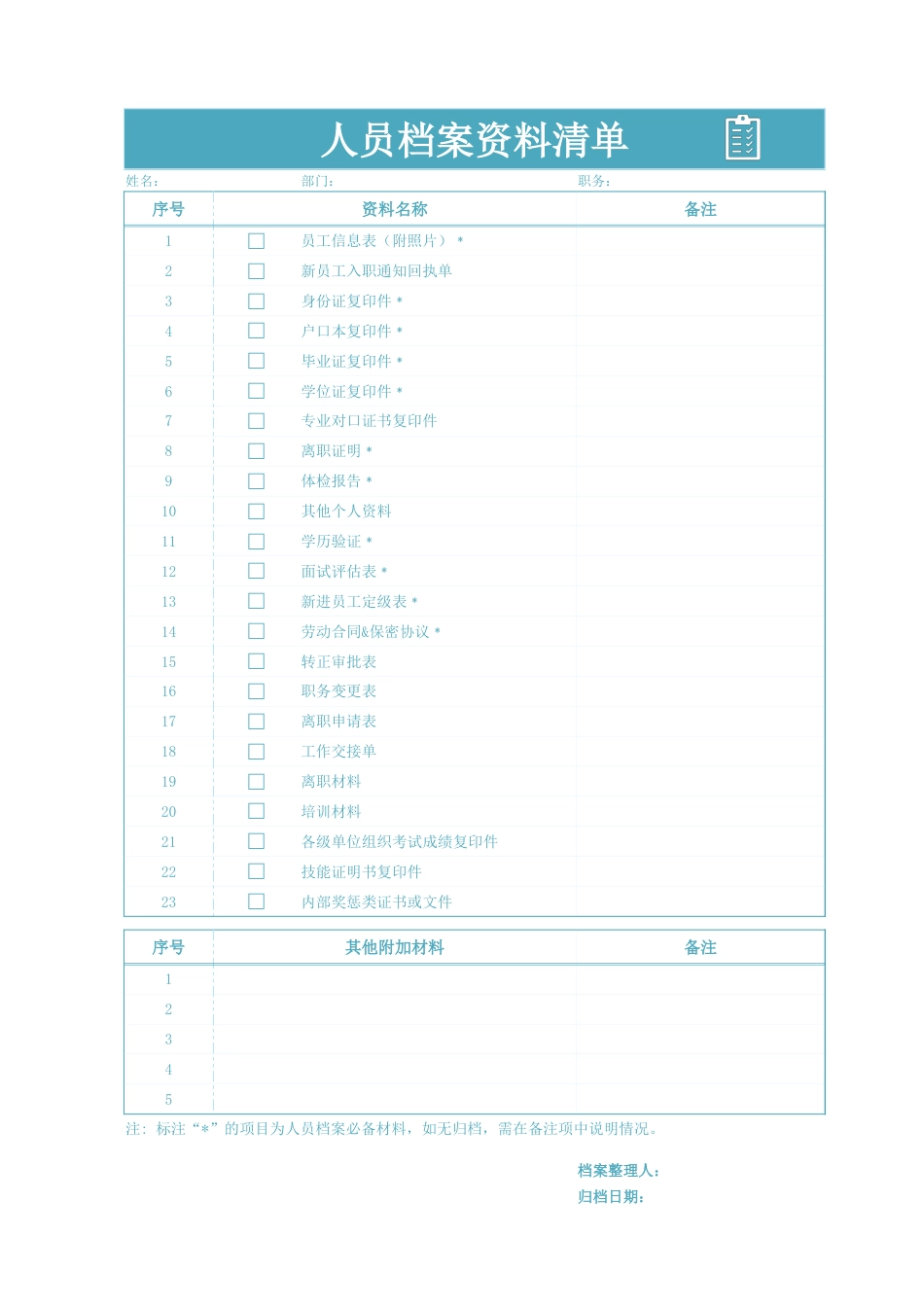 331人员档案资料清单_第1页