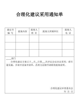 表格合理化建议采用通知表单