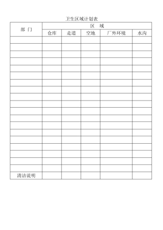 表格卫生区域计划表