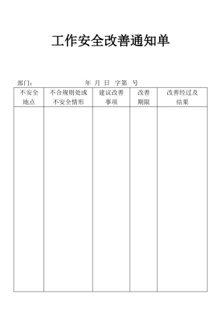 表格工作安全改善通知表单