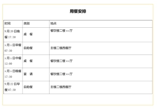 表格用餐安排表