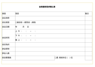 表格会务服务需求确认表和检查表