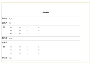 表格代表名单
