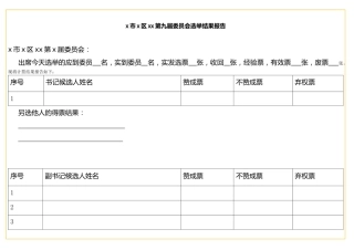 表格x市x区xx第九届委员会选举结果报告