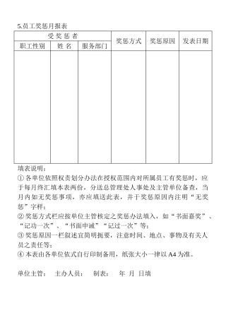 5.员工奖惩月报表