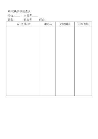 10.议决事项检查表