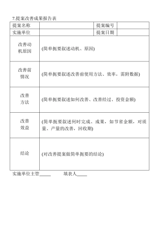 7.提案改善成果报告表
