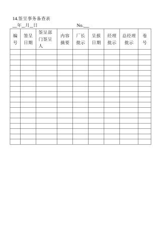 14.签呈事务备查表