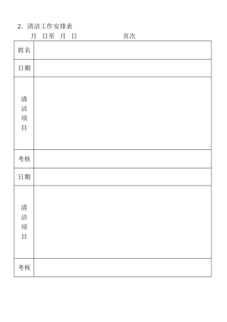 2.清洁工作安排表