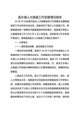 县乡镇人大换届工作进展情况报告