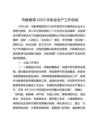 市教育局2025年安全生产工作总结