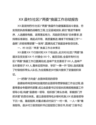 XX县村(社区)_两委_换届工作总结报告
