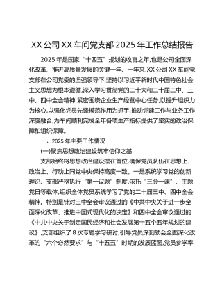 XX公司XX车间党支部2025年工作总结报告