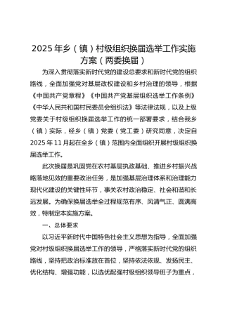 2025年乡（镇）村级组织换届选举工作实施方案（两委换届）