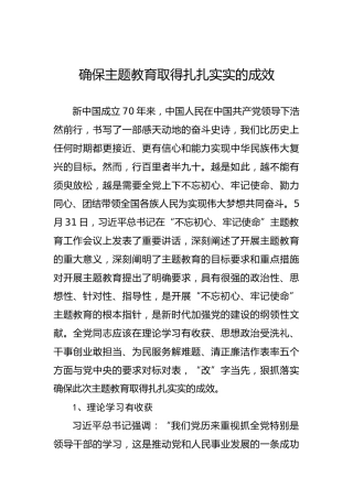 确保主题教育取得扎扎实实的成效