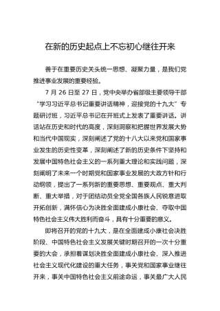 在新的历史起点上不忘初心继往开来