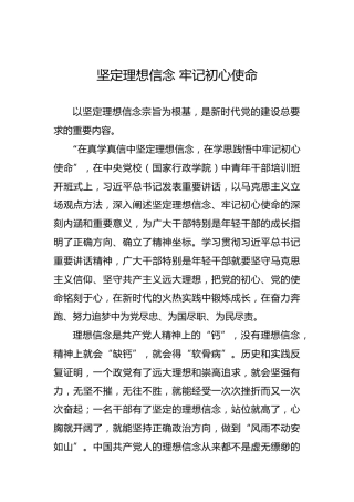 坚定理想信念牢记初心使命