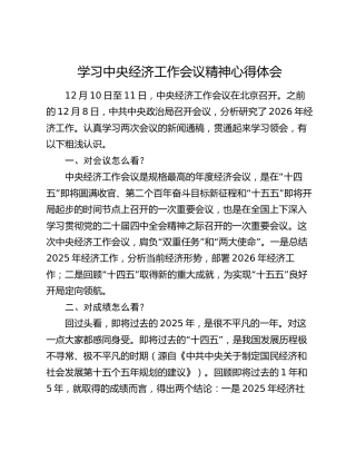 学习中央经济工作会议精神心得体会