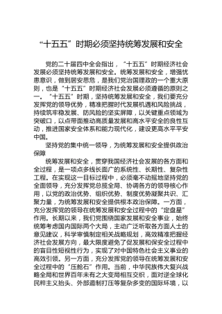 “十五五”时期必须坚持统筹发展和安全