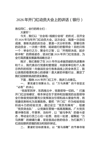 2026年开门红动员大会上的讲话（银行）