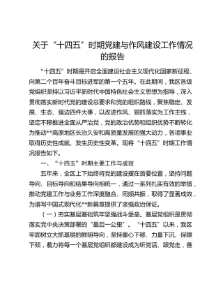 关于“十四五”时期党建与作风建设工作情况的报告