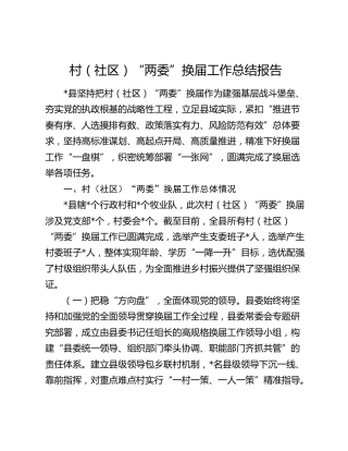 村（社区）“两委”换届工作总结报告
