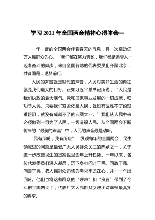 学习2021年全国两会精神心得体会一