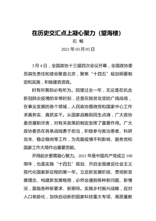 石畅：在历史交汇点上凝心聚力（望海楼）(1)