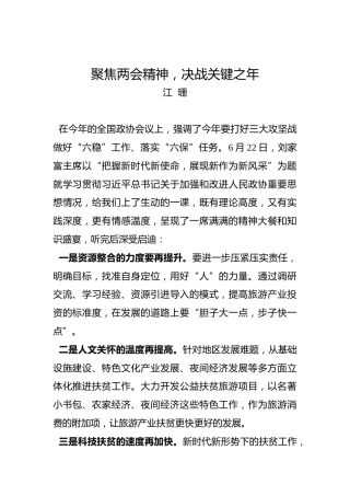 江珊：聚焦两会精神，决战关键之年