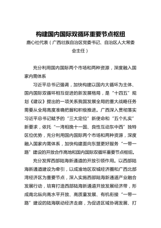 “两会·声音”鹿心社：构建国内国际双循环重要节点枢纽(1)