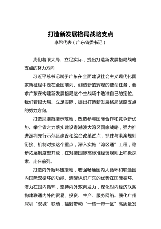 “两会·声音”李希：打造新发展格局战略支点