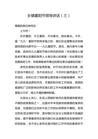 乡镇重阳节领导讲话（三）