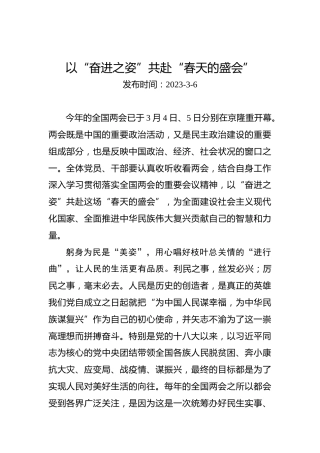 两会学习心得体会：以“奋进之姿”共赴“春天的盛会”
