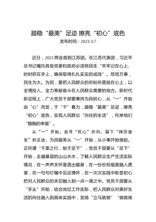 两会学习心得体会：踏稳“最美”足迹擦亮“初心”底色