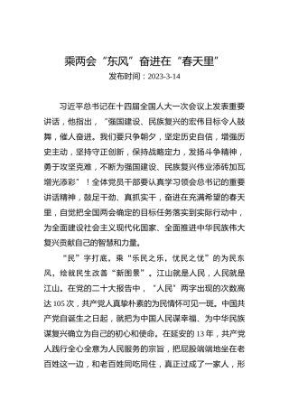两会学习心得体会：乘两会“东风”奋进在“春天里”