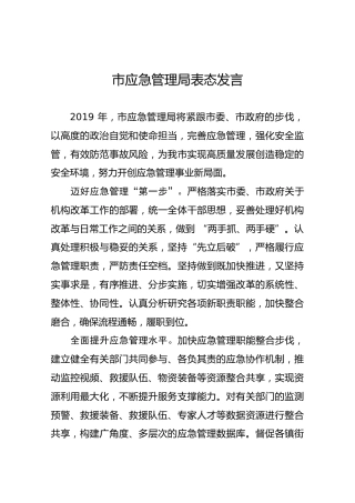 市应急管理局表态发言