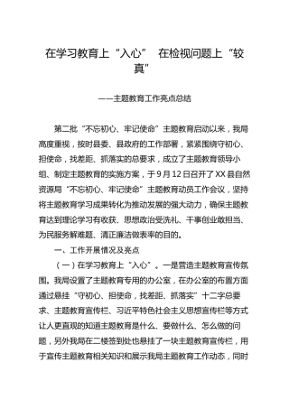 主题教育工作亮点总结