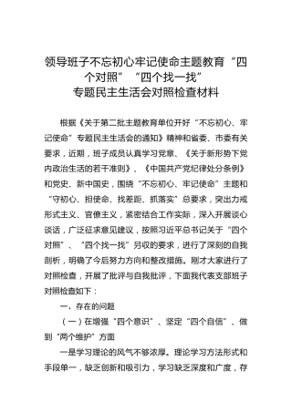 第二批不忘初心牢记使命主题教育：专题民主生活会对照检查材料（6）