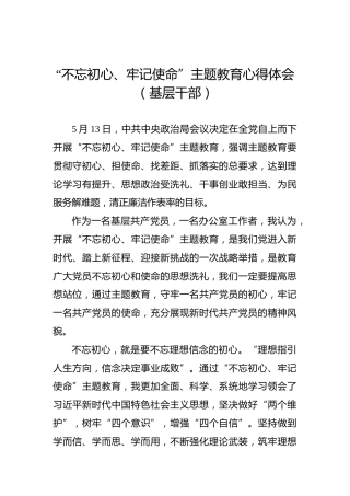 第二批“不忘初心、牢记使命”主题教育：心得体会（基层干部）(1)