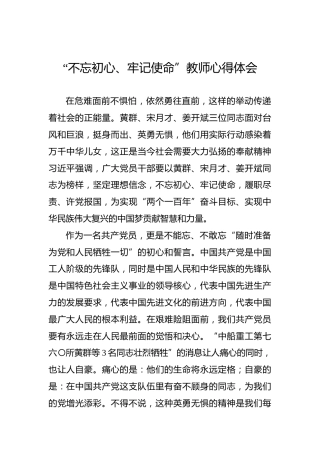 第二批“不忘初心、牢记使命”主题教育：教师心得体会(1)