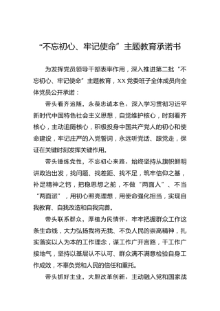 第二批“不忘初心、牢记使命”主题教育：承诺书【二】