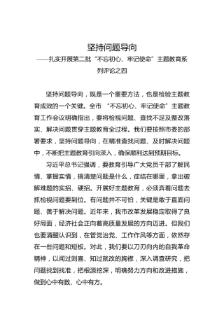 第二批“不忘初心、牢记使命”评论文章：坚持问题导向