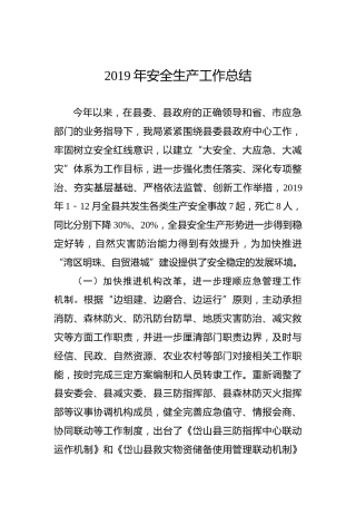 2019年安全生产工作总结
