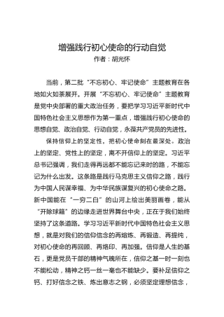 第二批“不忘初心、牢记使命”理论文章：增强践行初心使命的行动自觉