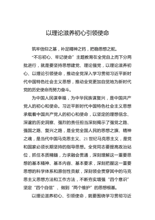 第二批“不忘初心、牢记使命”党建文章：以理论滋养初心引领使命