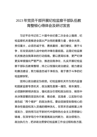2023年党员干部开展纪检监察干部队伍教育整顿心得体会及研讨发言